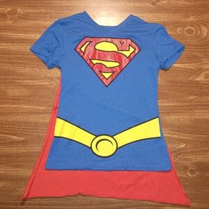 SUPERGIRL T-SHIRT WITH CAPE - Small // Cosplay Costume Tee Shirt DC Comics Hero